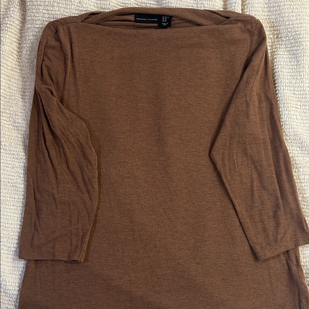 Adrienne Vittadini Long Sleeve Brown Top